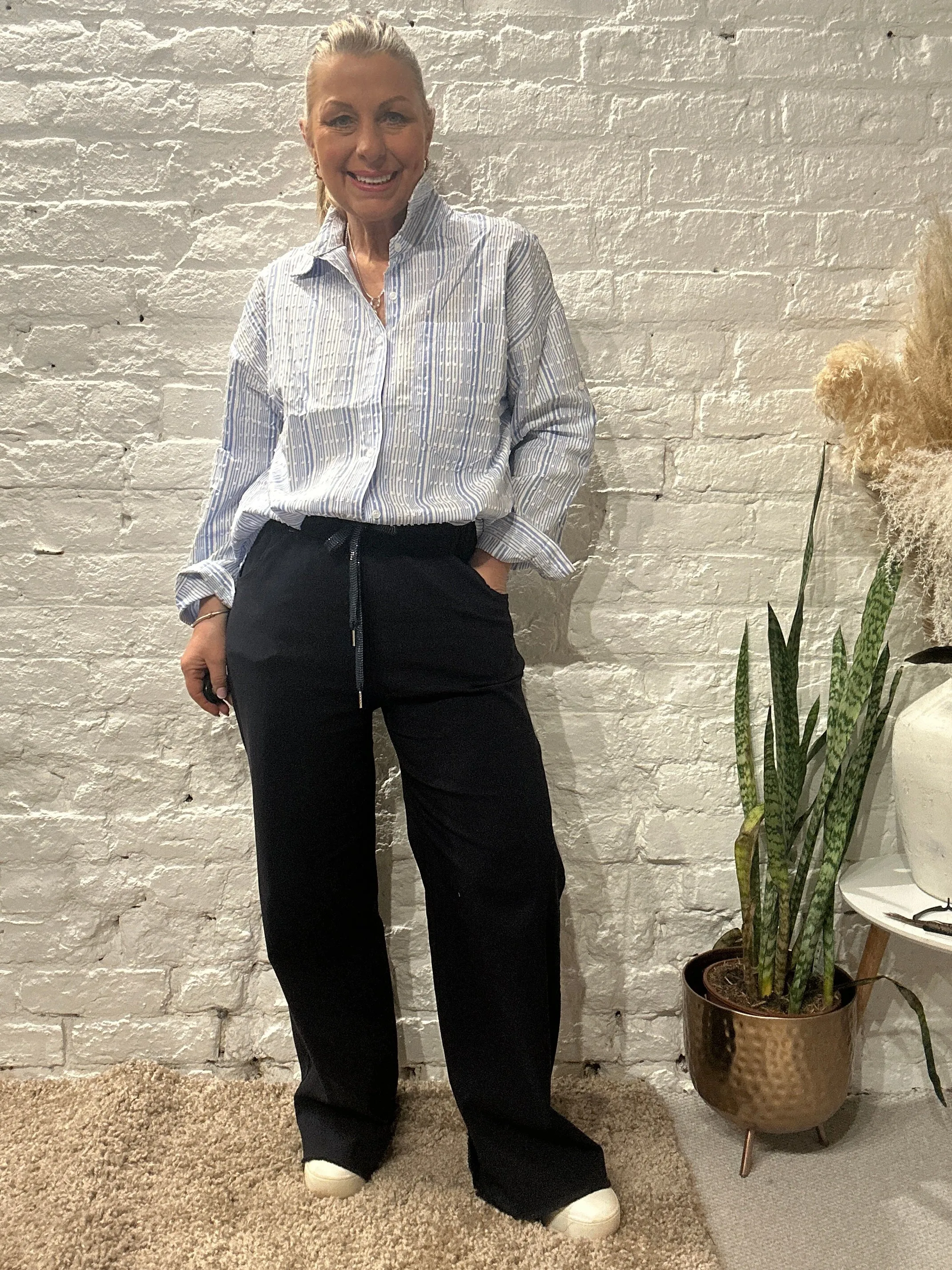 Bludiese Crisp Stripe Button Through Shirt With One Pocket