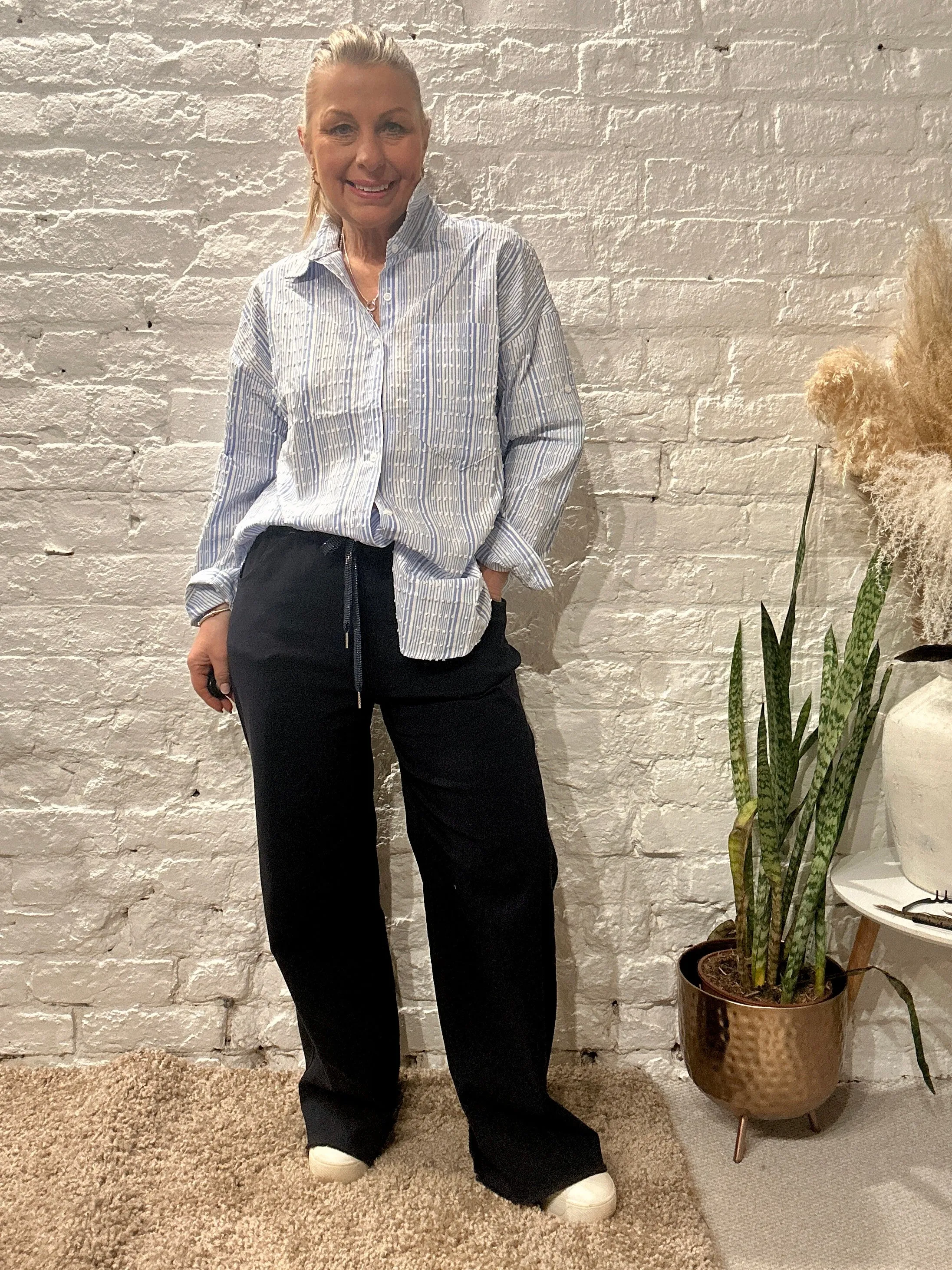Bludiese Crisp Stripe Button Through Shirt With One Pocket