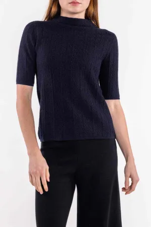 CASHMERE MESH STITCH TURTLENECK