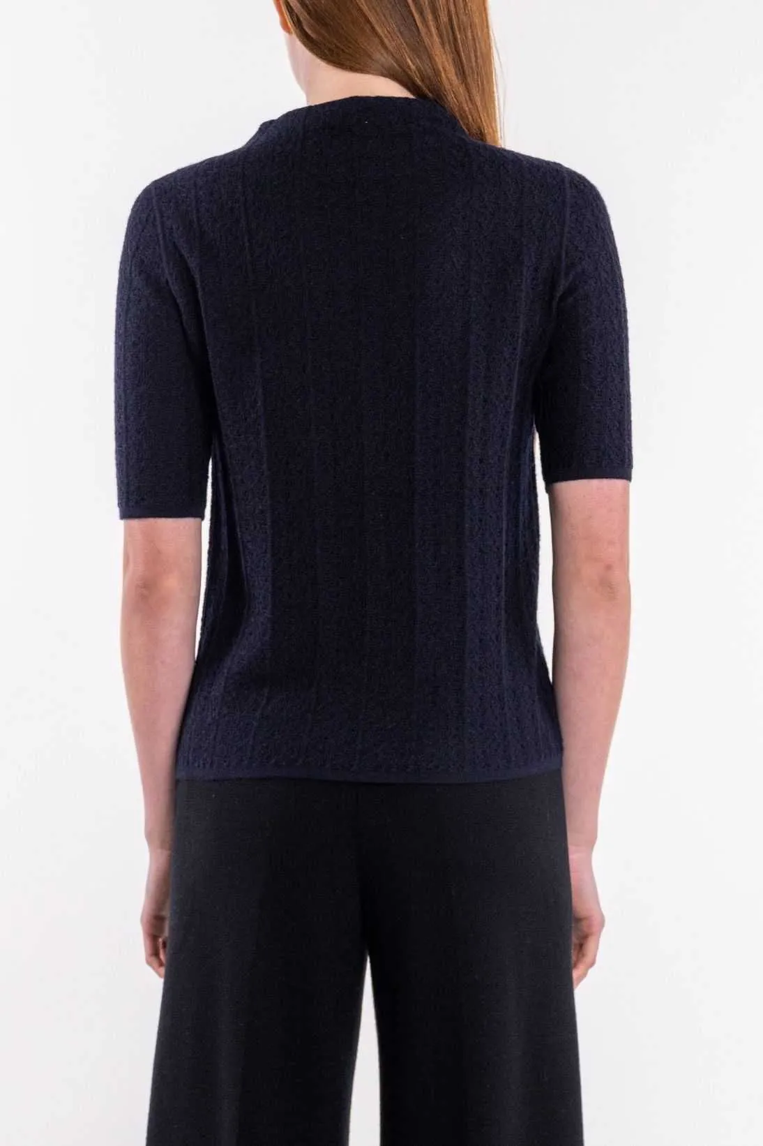 CASHMERE MESH STITCH TURTLENECK