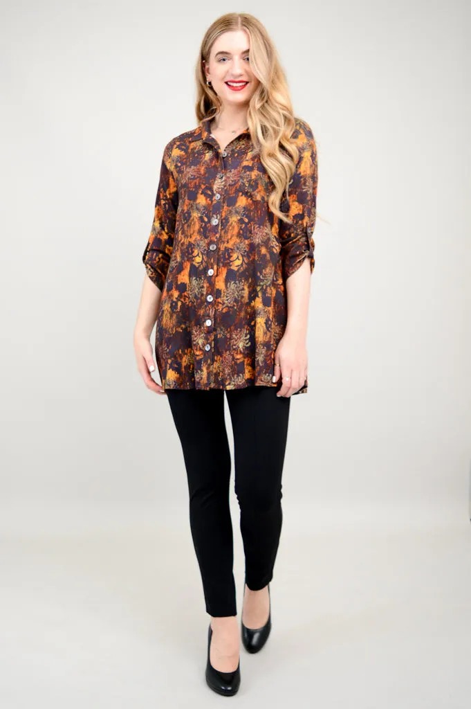 Celine Blouse, Fortress, Bamboo Linen