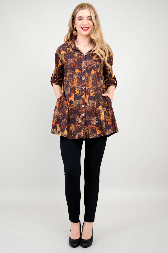 Celine Blouse, Fortress, Bamboo Linen