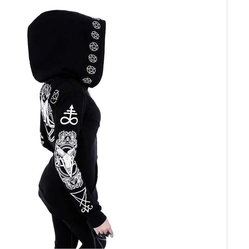 Damen Hoodie Gothic mit Kaputze