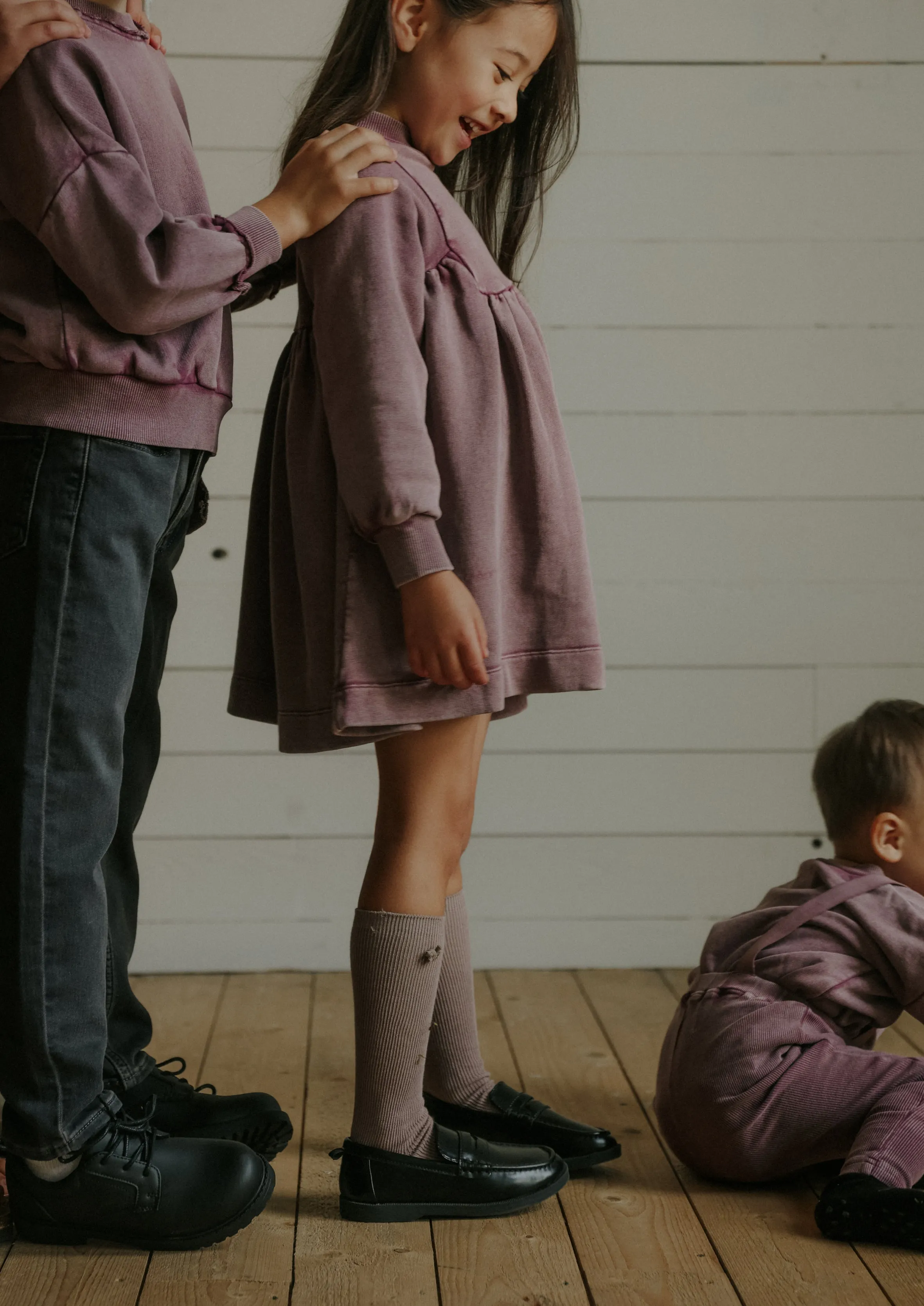 dress washed turtleneck bib - washed purple