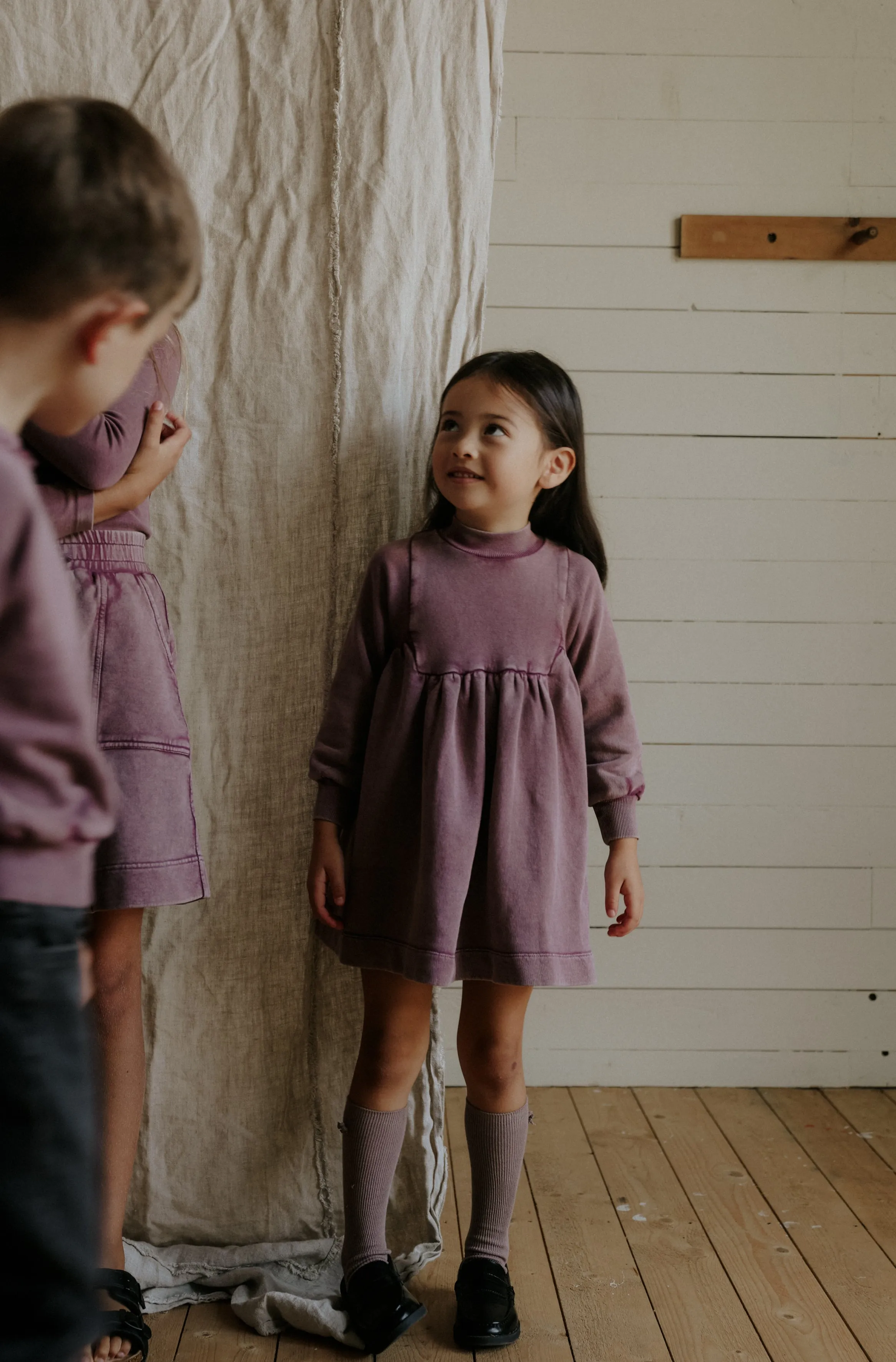 dress washed turtleneck bib - washed purple