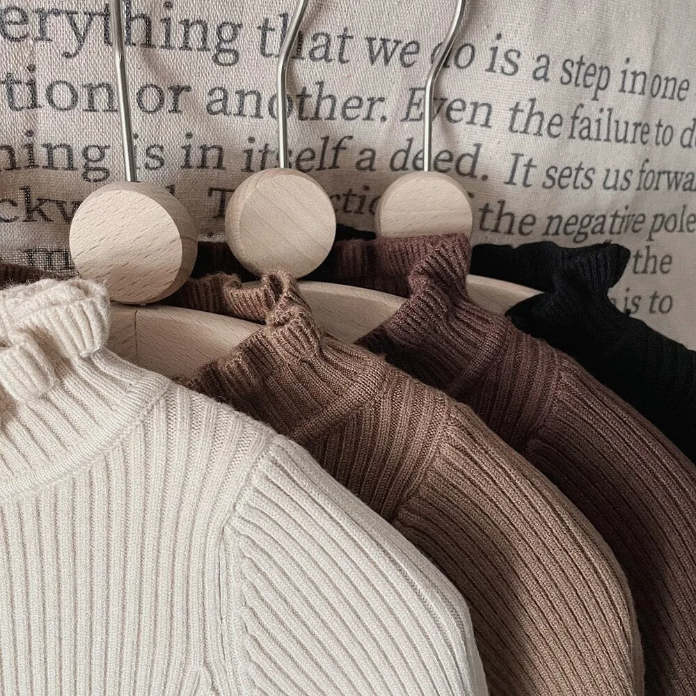 Elliot Solid Color Ruffled Half Turtleneck Sweater