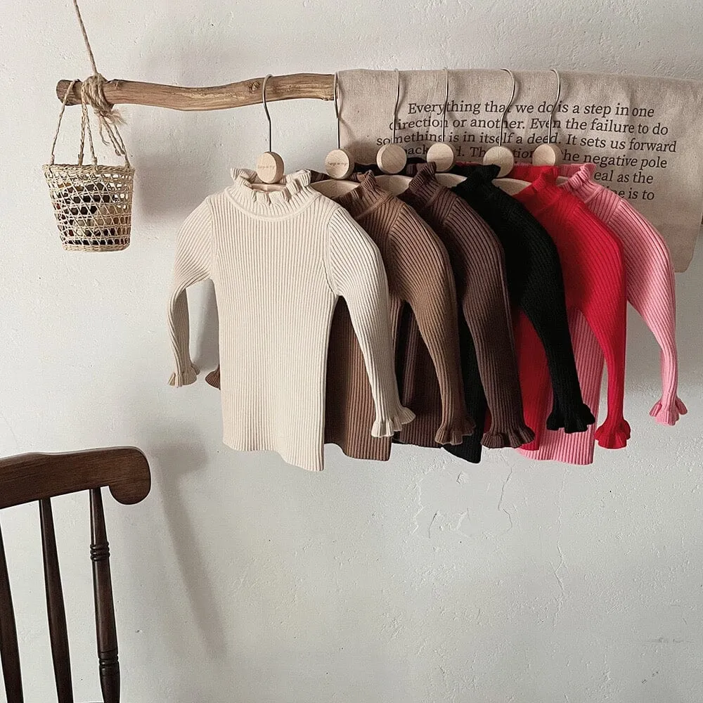 Elliot Solid Color Ruffled Half Turtleneck Sweater