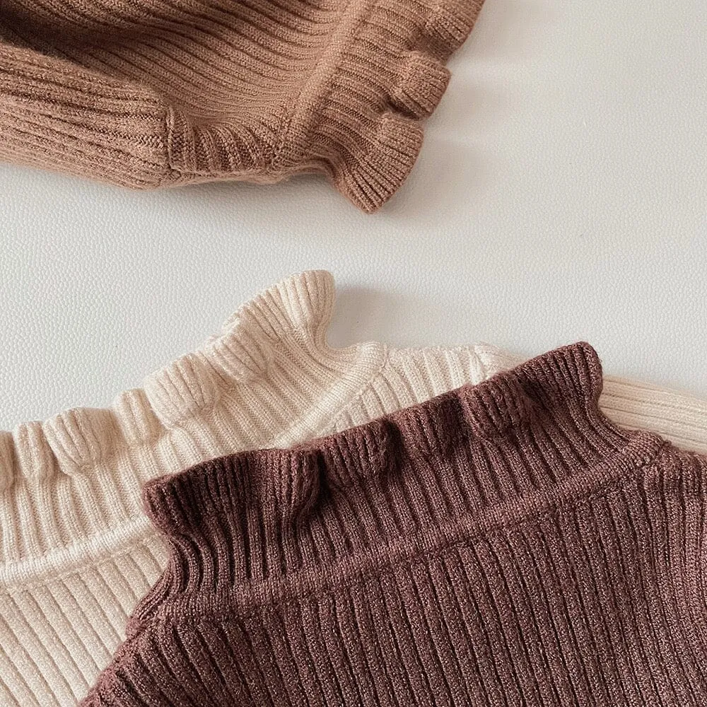 Elliot Solid Color Ruffled Half Turtleneck Sweater