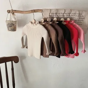 Elliot Solid Color Ruffled Half Turtleneck Sweater