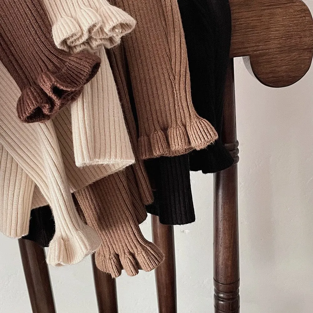 Elliot Solid Color Ruffled Half Turtleneck Sweater
