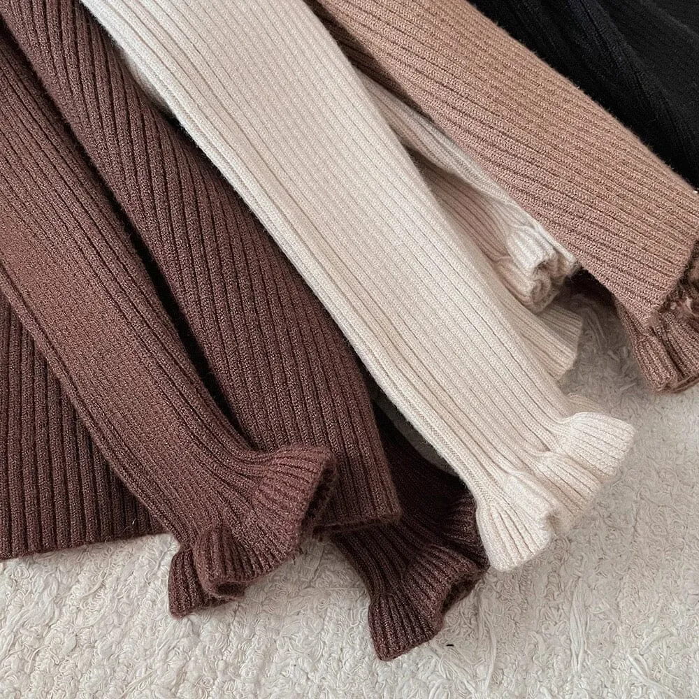 Elliot Solid Color Ruffled Half Turtleneck Sweater