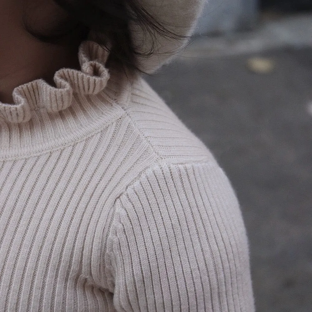 Elliot Solid Color Ruffled Half Turtleneck Sweater