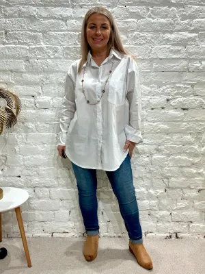 Smart White Crisp Canvas Button Through Shirt
