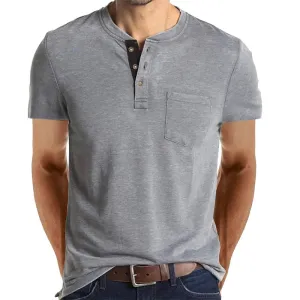 West Louis Summer Men's Short Sleeved Henley T-shirts