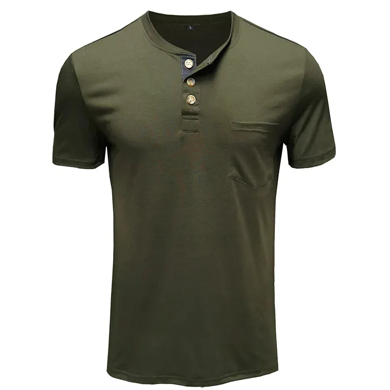 West Louis Summer Men's Short Sleeved Henley T-shirts