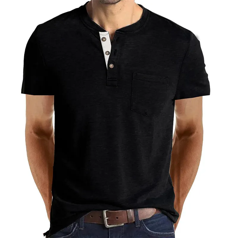 West Louis Summer Men's Short Sleeved Henley T-shirts