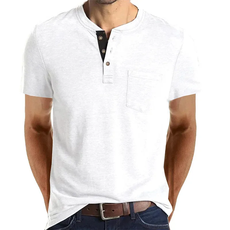 West Louis Summer Men's Short Sleeved Henley T-shirts